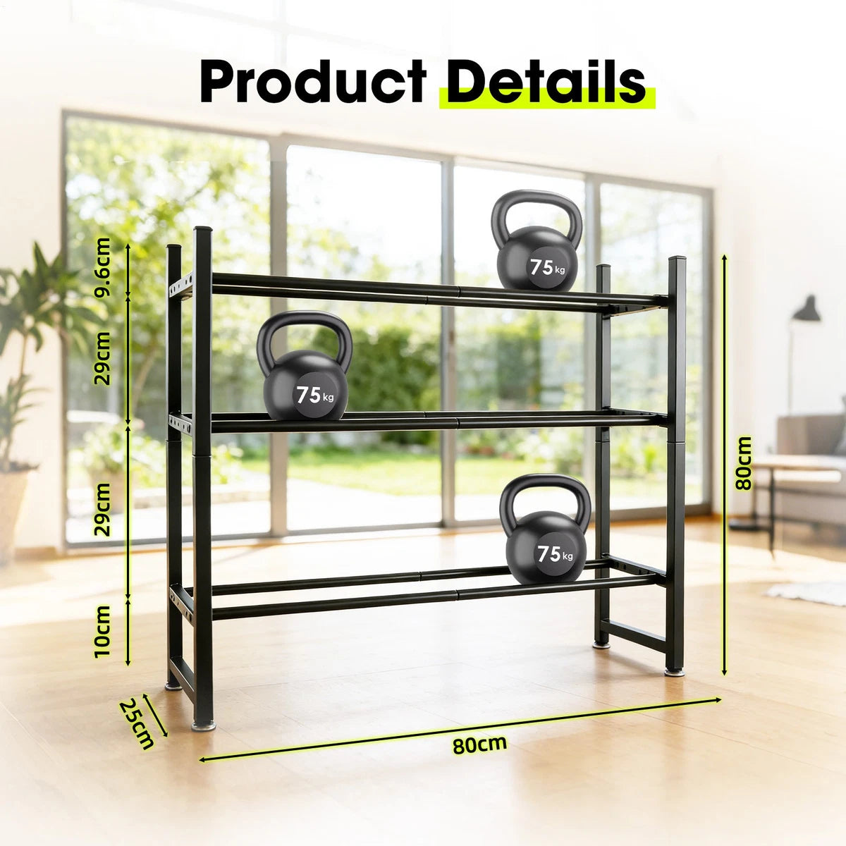 3-Tier Large Dumbbell Rack Weight Storage Stand Heavy Duty