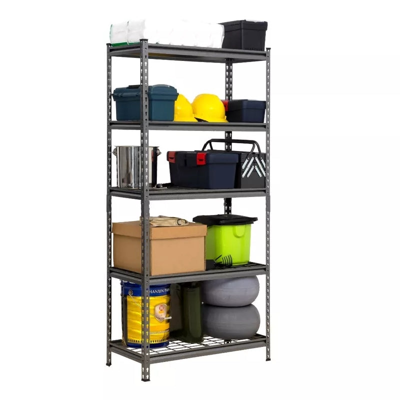 5 Tier Metal Wire Shelving Unit Storage Rack - 1000kg Load Weight, Black