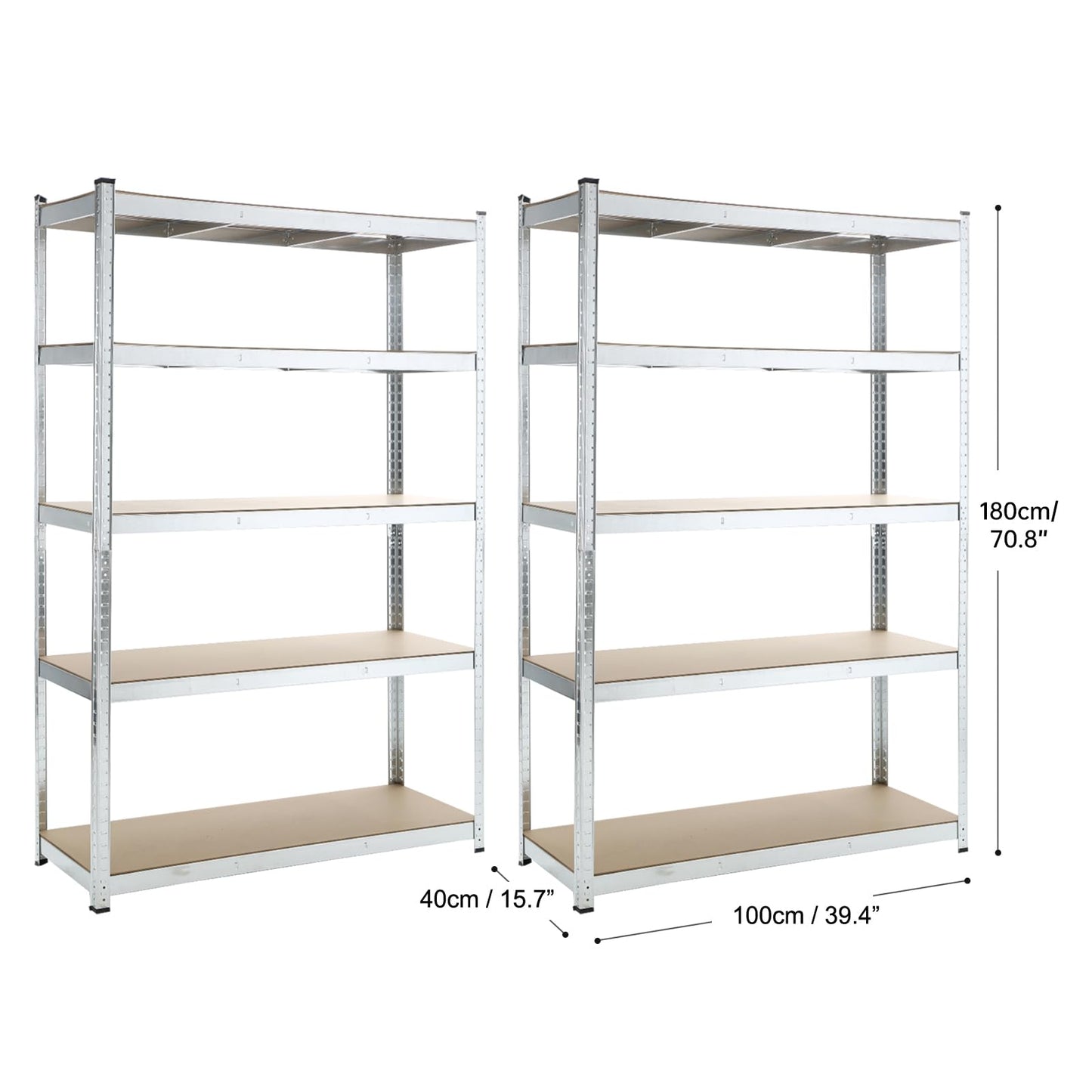5 Tiers Metal Shelving Units Warehouse 180X100X40CM Racking Shelf Heavy Duty Steel 175kgs Per Bay