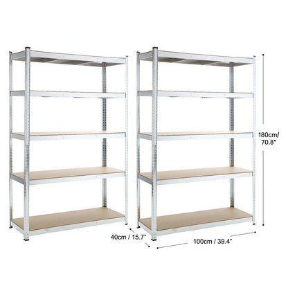 5 Tiers Metal Shelving Units Warehouse 180X100X40CM Racking Shelf Heavy Duty Steel 175kgs Per Bay