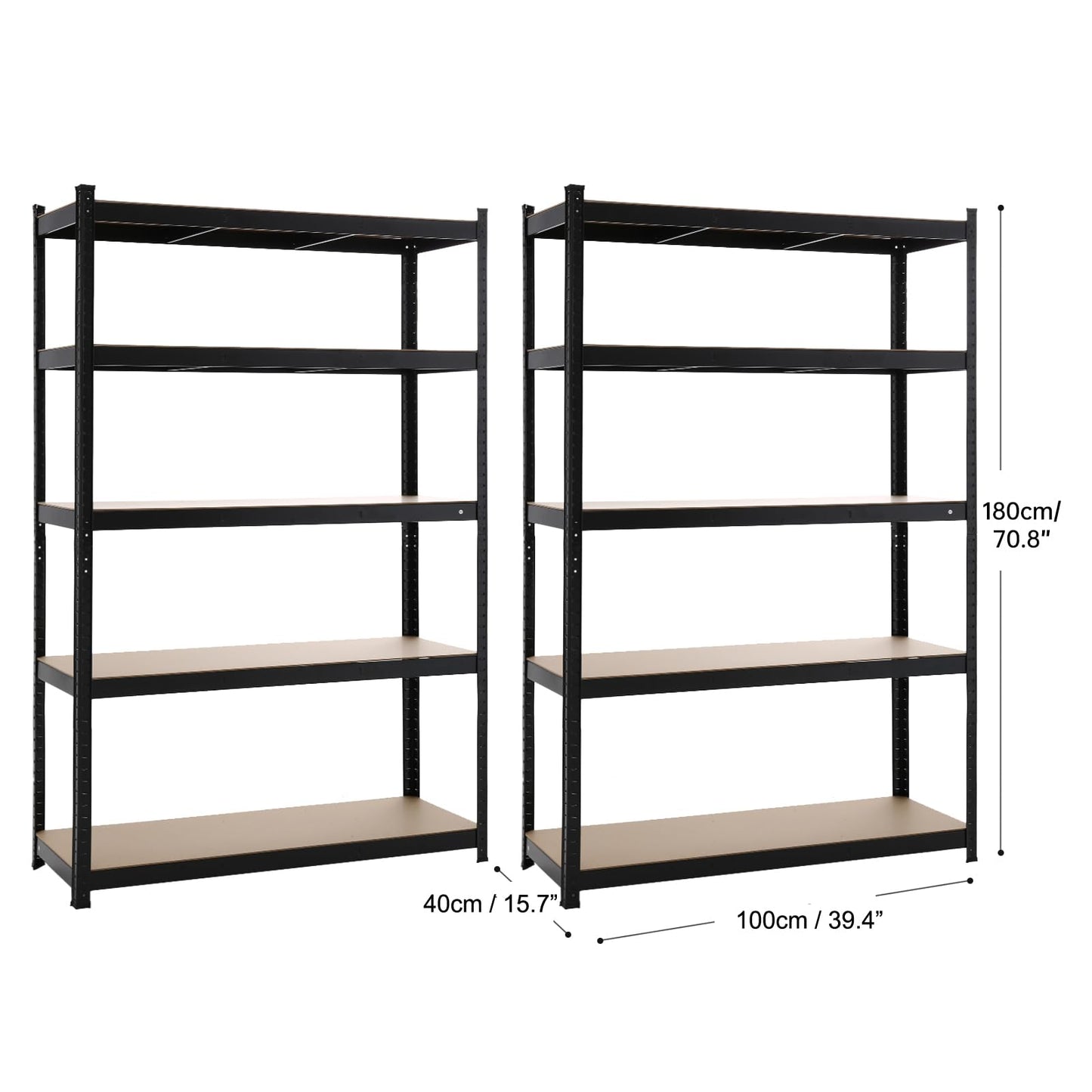 5 Tiers Metal Shelving Units Warehouse 180X100X40CM Racking Shelf Heavy Duty Steel 175kgs Per Bay