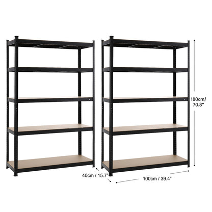 5 Tiers Metal Shelving Units Warehouse 180X100X40CM Racking Shelf Heavy Duty Steel 175kgs Per Bay