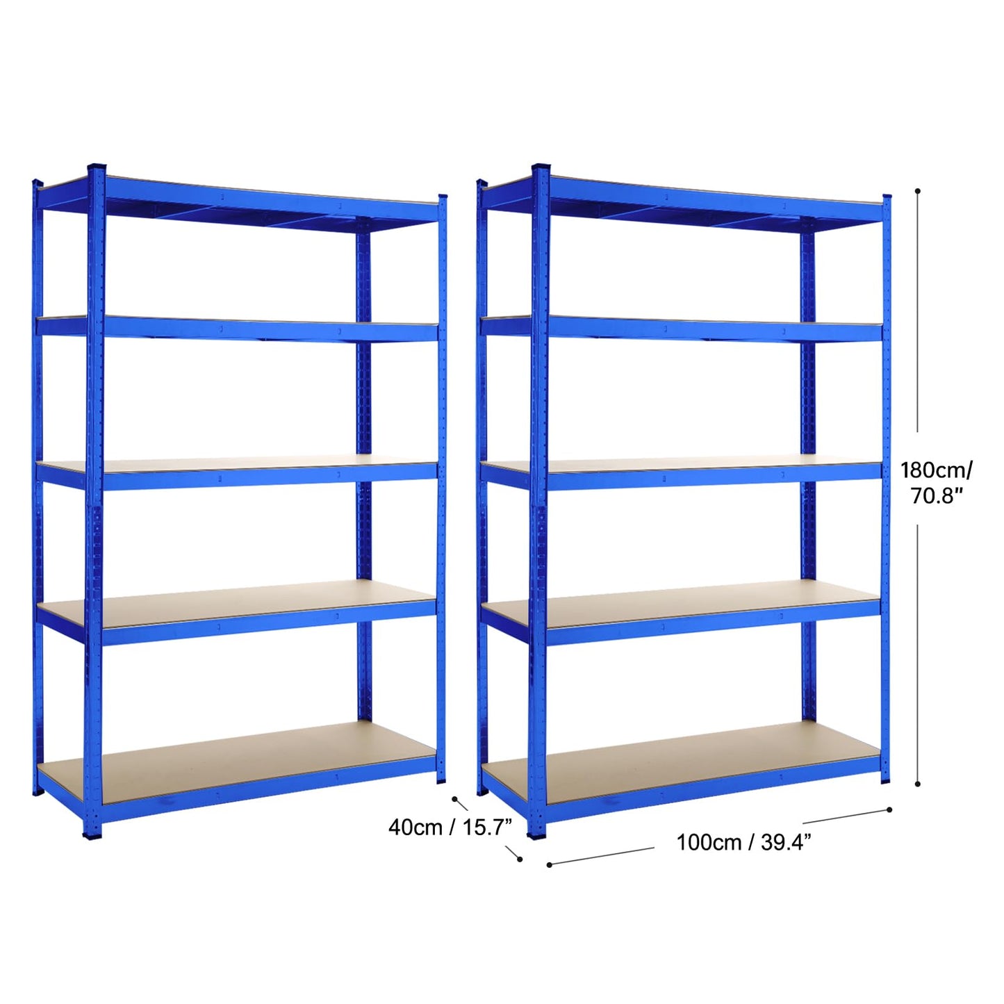 5 Tiers Metal Shelving Units Warehouse 180X100X40CM Racking Shelf Heavy Duty Steel 175kgs Per Bay