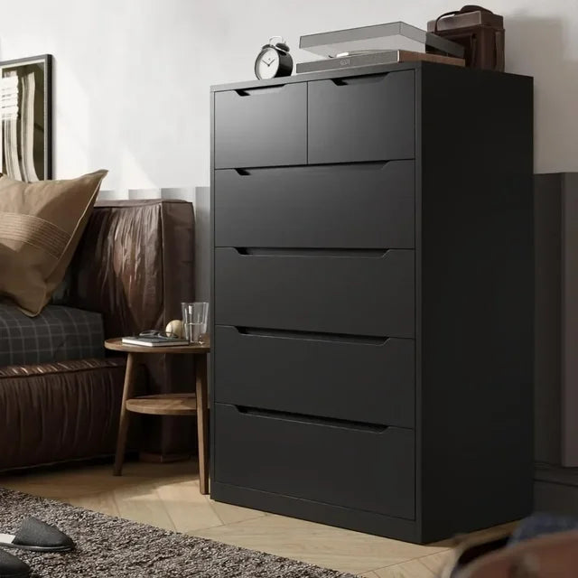 Wooden Storage Locker Cabinet Dresser for Bedroom with 6 Wood Drawers