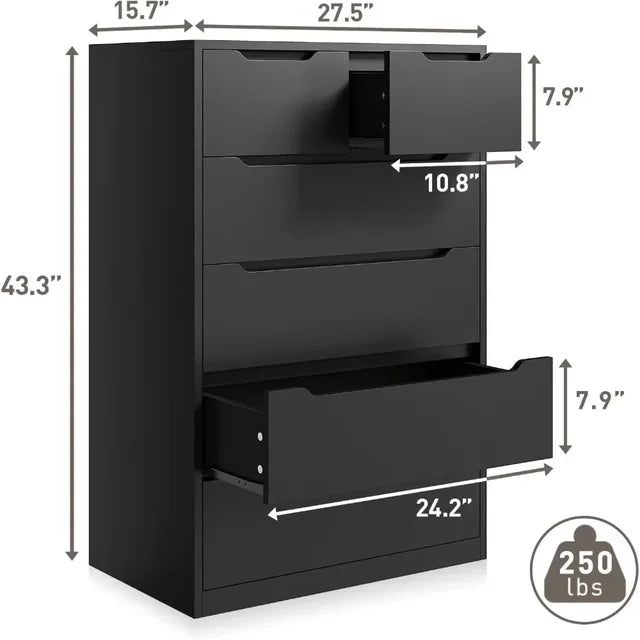 Wooden Storage Locker Cabinet Dresser for Bedroom with 6 Wood Drawers