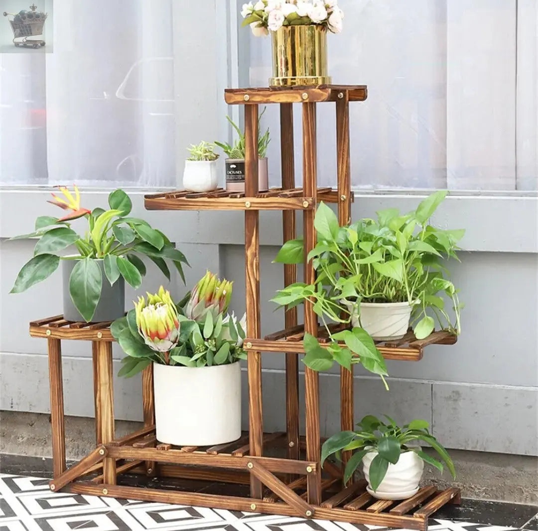 Wood Flower Display Plant Stand 5 Tier Corner Shelf Storage Rack Indoor Outdoor Royalcart
