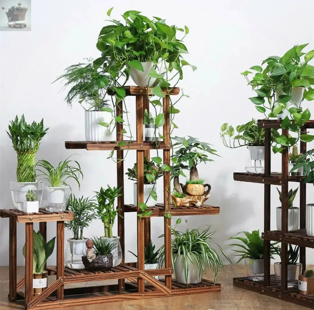 Wood Flower Display Plant Stand 5 Tier Corner Shelf Storage Rack Indoor Outdoor Royalcart