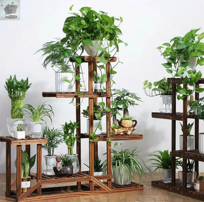 Wood Flower Display Plant Stand 5 Tier Corner Shelf Storage Rack Indoor Outdoor Royalcart