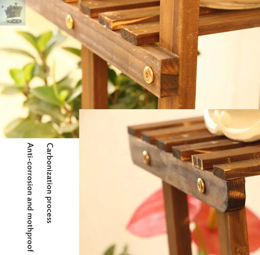Wood Flower Display Plant Stand 5 Tier Corner Shelf Storage Rack Indoor Outdoor Royalcart