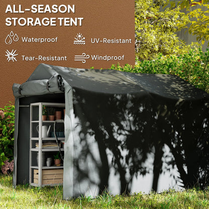 Garden Tool Storage Shed with Roll-up Zipper Door Bicycle Shed, Dark Grey