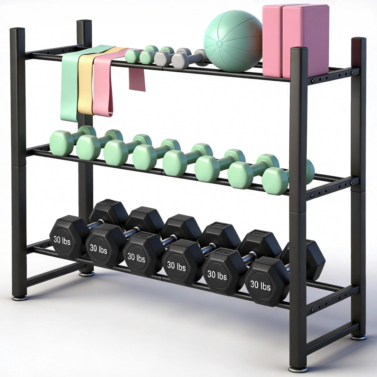 3-Tier Large Dumbbell Rack Weight Storage Stand Heavy Duty