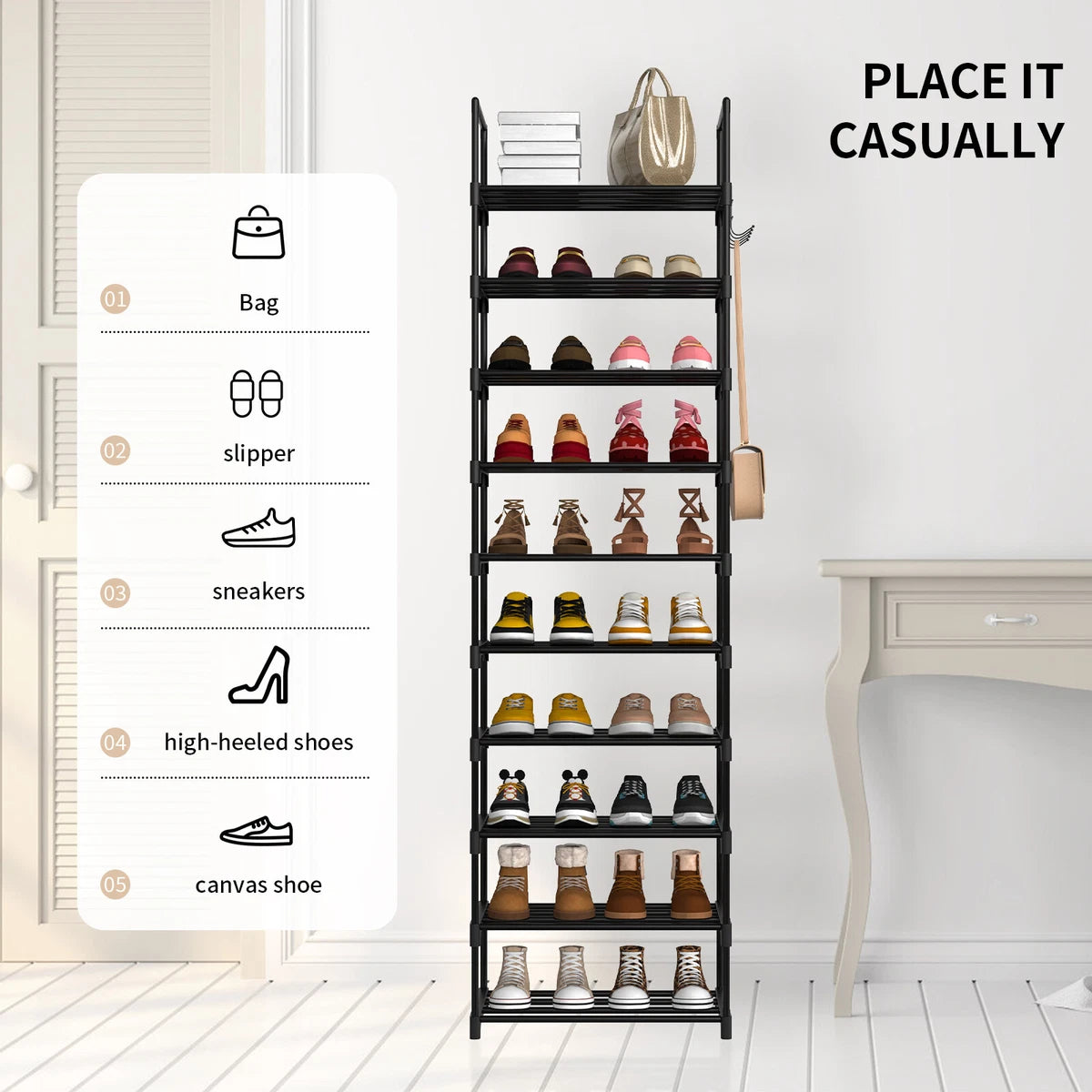 10 Tier Stackable Shoes Heels Storage