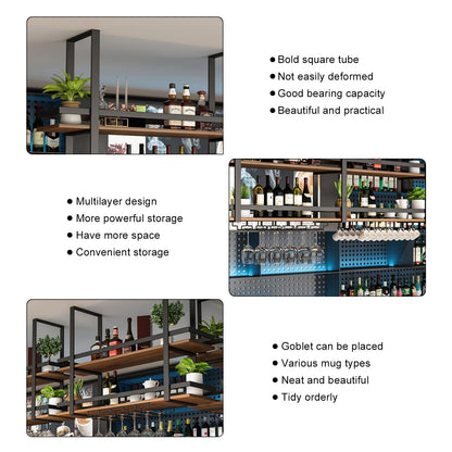 Large Hanging Wine Rack 2-Layer Industrial Hanging Display Wine Storage Holder 160cm
