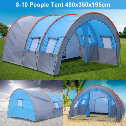 Large Tunnel Tent 8-10 Person Huge Family Tent House for Outdoor Camping Party