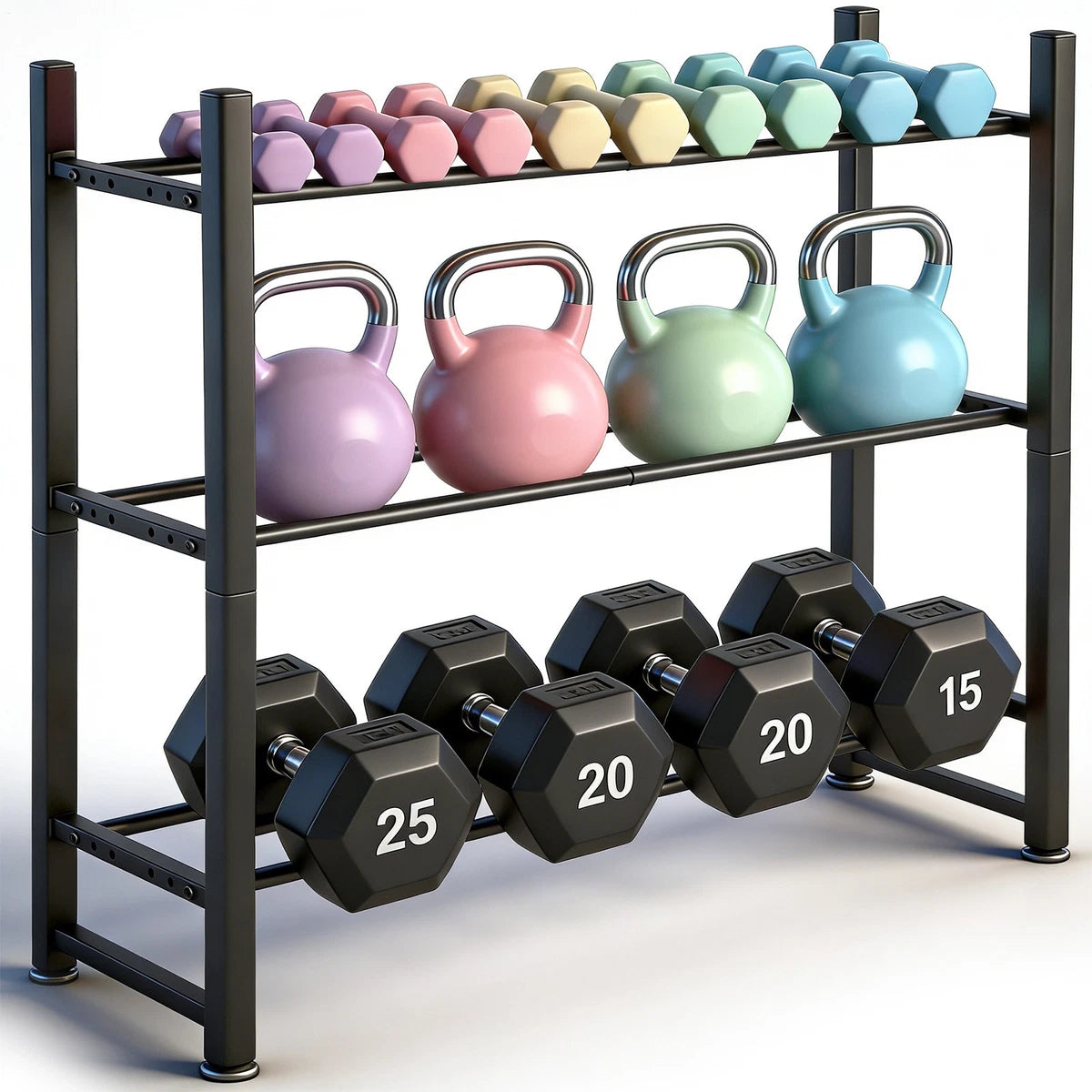3-Tier Large Dumbbell Rack Weight Storage Stand Heavy Duty