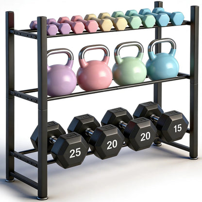 3-Tier Large Dumbbell Rack Weight Storage Stand Heavy Duty