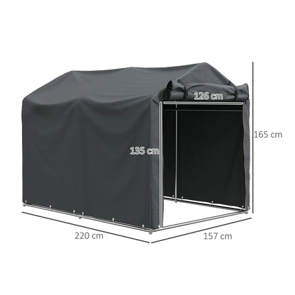 Garden Tool Storage Shed with Roll-up Zipper Door Bicycle Shed, Dark Grey