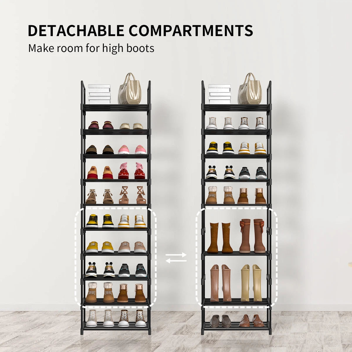 10 Tier Stackable Shoes Heels Storage