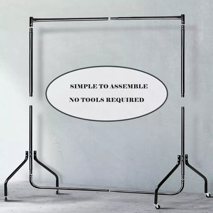 4/5/6ft Heavy Duty Metal Clothes Garment Single Hanging Rail with Wheels Royalcart