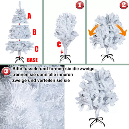 White Christmas Tree with Blue LED Lights Traditional Bushy Pine Xmas Tree Decor