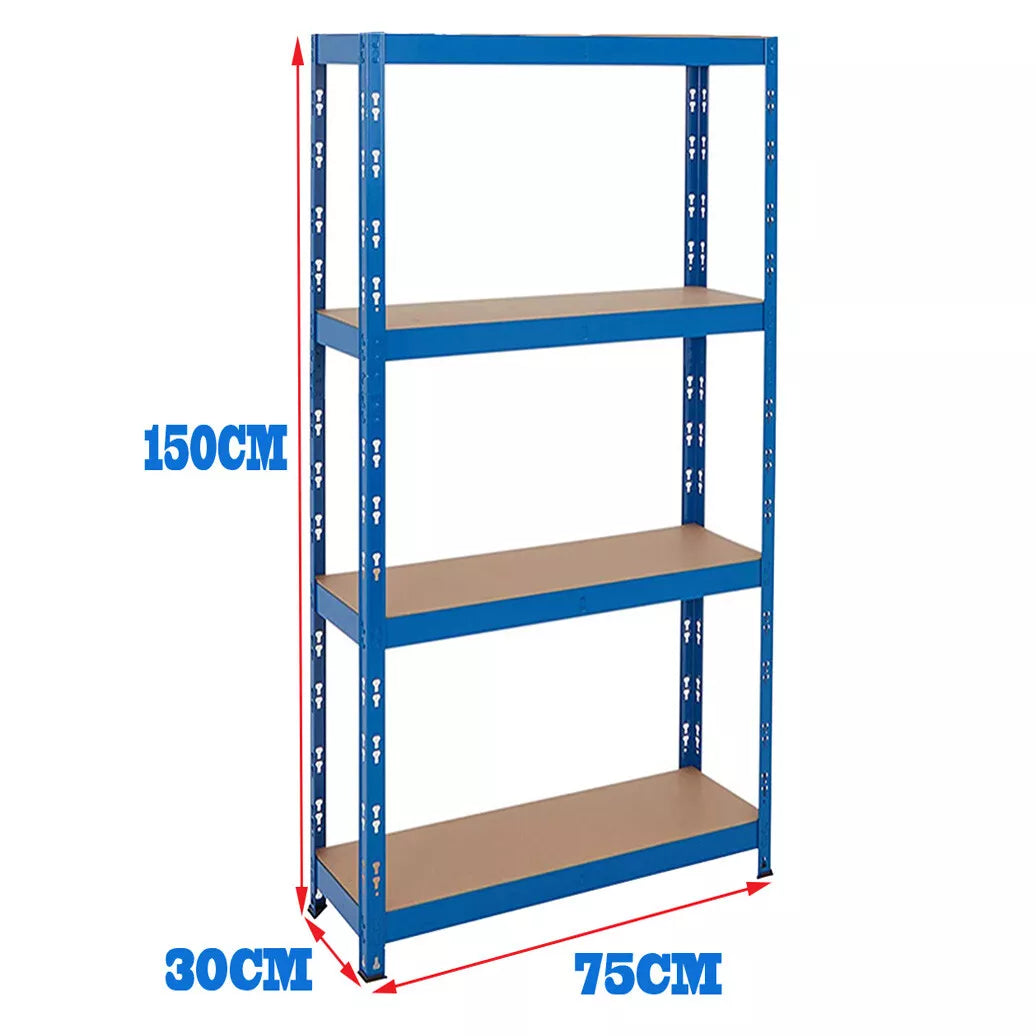 Garage Racking 4 tier Shelving 150x75x30cm Unit Boltless Heavy Duty Metal Shelf UKDC
