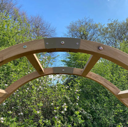 Wooden Garden Arch Pergola Feature Archway Natural with Curved Top (Tan) Trellis